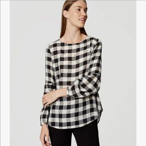 Ann Taylor Loft Buffalo Plaid Button Back Shirt